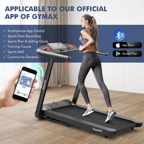 Miniatura 7 de Goplus Caminadora plegable de 4.75 HP con 15% de inclinación automática, caminadora eléctrica Superfit con control de voz y aplicación, 20 programas