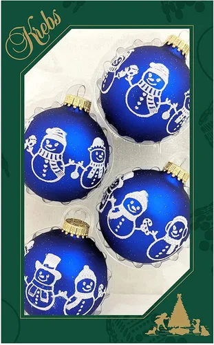 Miniatura 48 de Adornos de árbol de Navidad de vidrio - 67 mm/2.625" [4 piezas] Bolas decoradas de Adornos navideños sin costuras para colgar de Christmas by Krebs