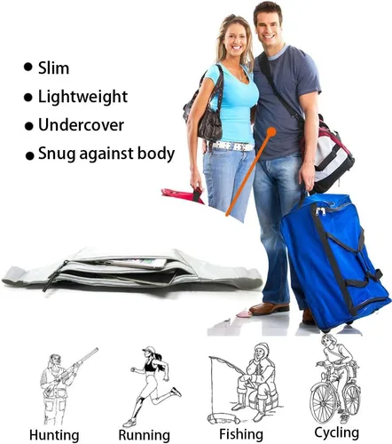 Miniatura 23 de Bolsa de cintura ultrafino con ranuras c/visualización para tarjeta de crédito, para deportes, aire libre, correr, caminar, viajes.
