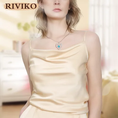 Miniatura 78 de RIVIKO Collar con símbolo de corazón infinito para mujer, plata de ley 925, delicado colgante de corazón para el día de San Valentín, día