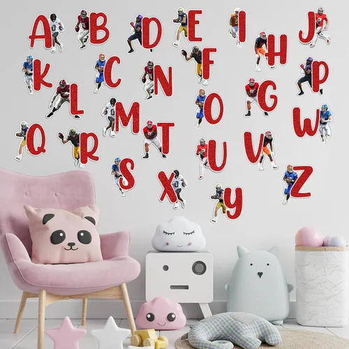 Seyal® Adhesivo de pared con alfabeto de fútbol americano A-Z