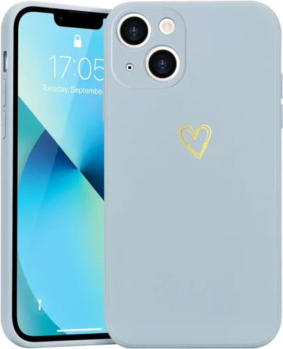 Miniatura 13 de Wirvyuer Funda para iPhone 13, bonita funda delgada a prueba de golpes con soporte de carga inalámbrica y protección, color negro