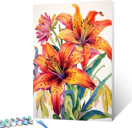 Miniatura 11 de Pintura al óleo DIY pintar por números para adultos principiante flores amarillas pintura por números antiestrés pintura digital al óleo, pintura