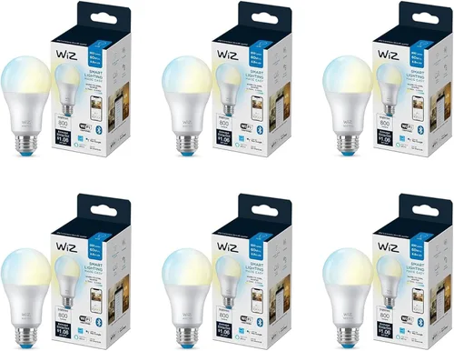 Miniatura 10 de WiZ 60W A19 - Bombilla inteligente LED blanca sintonizable, paquete de 1, E26, para interiores, se conecta a tu Wi-Fi existente, controla con voz