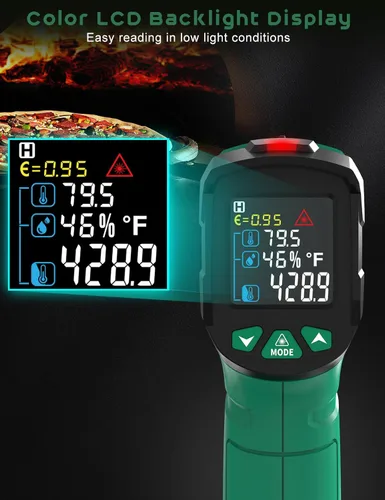 Miniatura 4 de Pistola termómetro infrarroja, pistola de termómetro láser SQECH -58℉~1472℉(-58.0 °F~1,472.0 °F), pistola de temperatura con temperatura ambiente