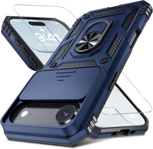 Miniatura 162 de Janmitta - Funda para iPhone 14 Pro con cubierta deslizante para lente de cámara incorporada + protector de pantalla, funda de cuerpo completo