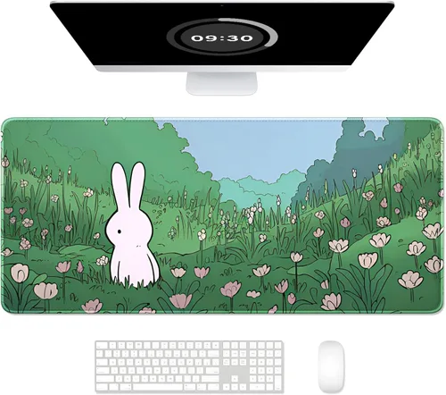 Miniatura 44 de Auhoahsil Alfombrilla grande para mouse, tamaño XXL, extendida de 35 x 15 pulgadas, base de goma antideslizante, bordes cosidos, superficie 03