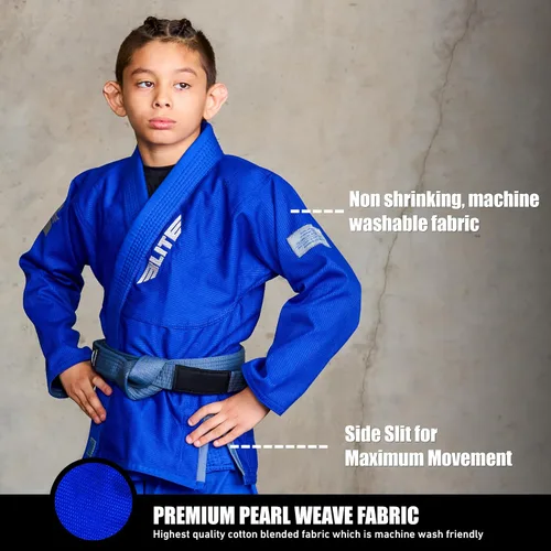 Miniatura 2 de Elite Sports Kids BJJ GI - Kimono brasileño Jiujitsu Gi con tela preencogida y cinturón, para niños y jóvenes, aprobado por la IBJJF