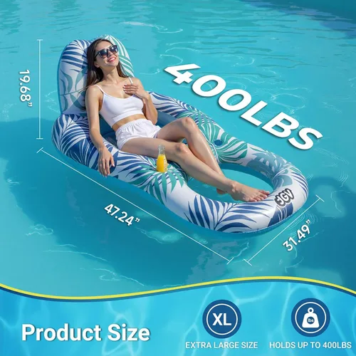 Miniatura 3 de Pool Floats for Adults,Inflatable Chair Lounger Floaties with Drink Holder,Travel Pool Beach Lake Swim Inflatables Water Floating Rafts