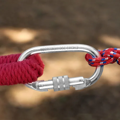 Miniatura 4 de Mosquetón ovalado para escalada para interiores y exteriores, clips de seguridad resistentes con cierre de tornillo, 25 KN (5600 libras)