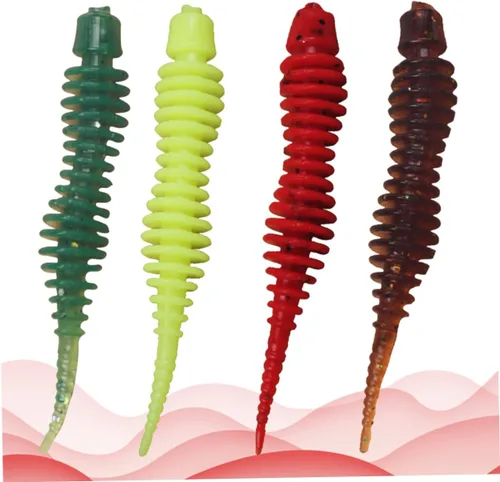 Miniatura 4 de Sosoport Top Water Fishing - 4 cebo de señuelo en espiral realista suave para agua dulce, forma en espiral, ideal para lubina de carpa
