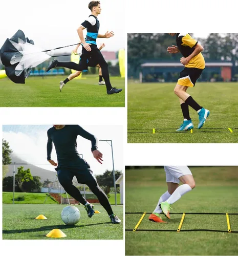 Miniatura 8 de GHB Agility Ladder,Football Training Equipment Set,4 Agility Hurdles, 20 feet12 Rungs Speed Ladder,12 Disc Cones,Resistance Parachute, Jump Rope, 5