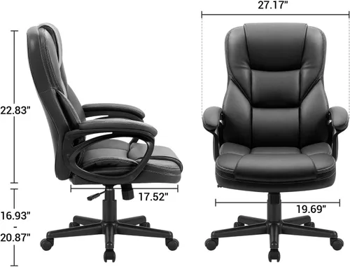 Miniatura 3 de Furmax Silla ejecutiva de oficina con respaldo alto, ajustable, silla de escritorio para el hogar, silla giratoria de piel sintética con soporte