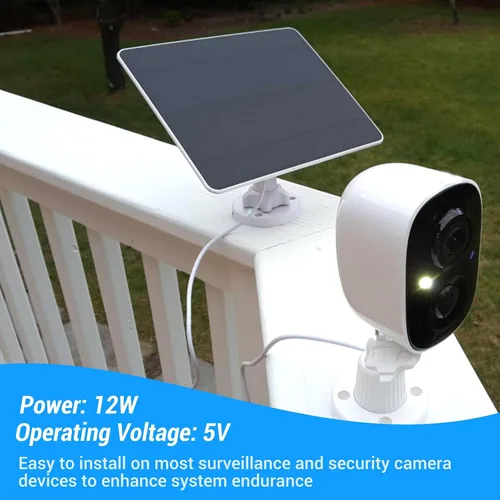 Miniatura 2 de Panel solar de 12 W para cámara de seguridad al aire libre, panel solar USB IP65 con soporte ajustable para linterna de ventilador de timbre
