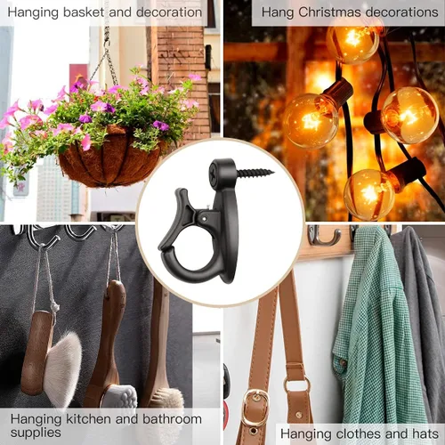 Miniatura 7 de GEZIDEA Ganchos para colgar luces, ganchos de luces de cadena, ganchos de rosca para colgar luces de cadena y alambre, plantas, campanillas