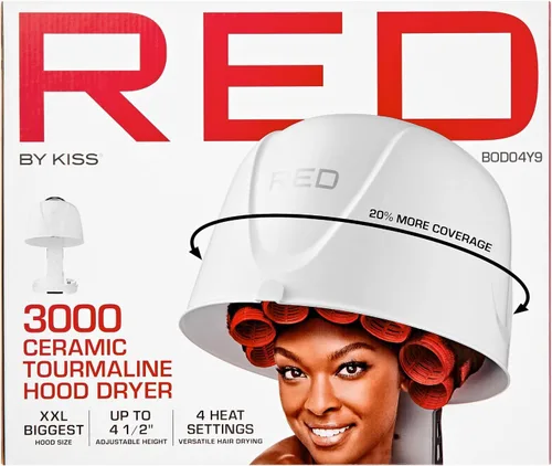 Miniatura 5 de Red by Kiss Secador de Campana Profesional de Cerámica y Turmalina 3000, Secador de Pelo con 4 Configuraciones de Calor para Hogar y Salón, Altura