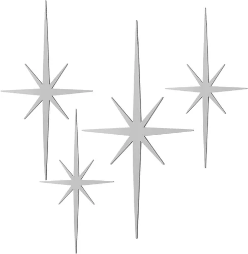 Miniatura 11 de Blulu 4 piezas de decoración de pared de hierro fundido con forma de estrella de Starburst, decoración de metal de mediados de siglo moderno, Gris