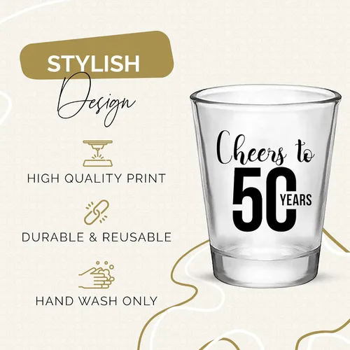 Miniatura 2 de Vasos de chupito de Cheers to 50 Years – 12 unidades, 1.75 onzas cada una, decoraciones de cumpleaños 50 para hombres y mujeres, recuerdos de fiesta