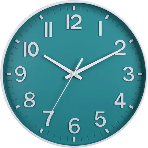 Miniatura 22 de HZDHCLH Reloj de pared de cuarzo moderno, funciona con pilas, 12 pulgadas, silencioso, sin tictac, números 3D, reloj redondo para pared, reloj
