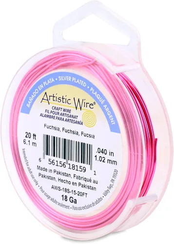 Miniatura 208 de Artistic Wire, alambre para manualidades de calibre 22 bañado en plata, resistente a las manchas, color cobre, blanco, 9,1 m