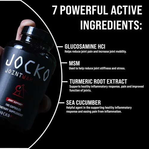Miniatura 4 de Jocko Fuel Suplemento para Apoyo Articular - Glucosamina MSM para Dolor Articular, Movilidad y Flexibilidad con Cúrcuma y Boswellia (180 Cápsulas)