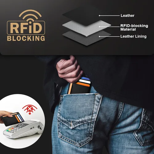 Miniatura 6 de Travelambo Billetera delgada con bolsillo delantero y clip para el dinero con bloqueo de identificación por radiofrecuencia, talla única