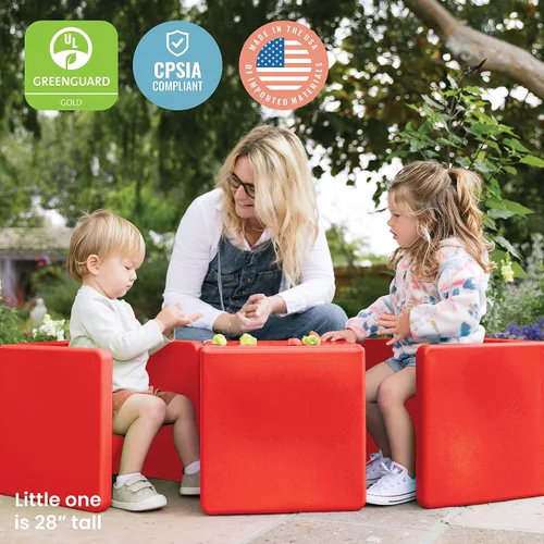 Miniatura 7 de ECR4Kids Tri-Me Silla cúbica 3-en-1, muebles para niños, color rojo