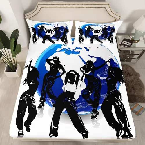 Miniatura 20 de Manfei Juego de sábana bajera de camuflaje de animales marinos, 2 piezas, diseño de camuflaje de tiburones y ballenas, con 1 funda de almohada