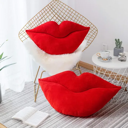 Miniatura 10 de AELS Almohadas de labios grandes 3D de terciopelo suave, almohadas decorativas, lindas almohadas de 24 x 12 pulgadas para sofá, cama, sala de estar