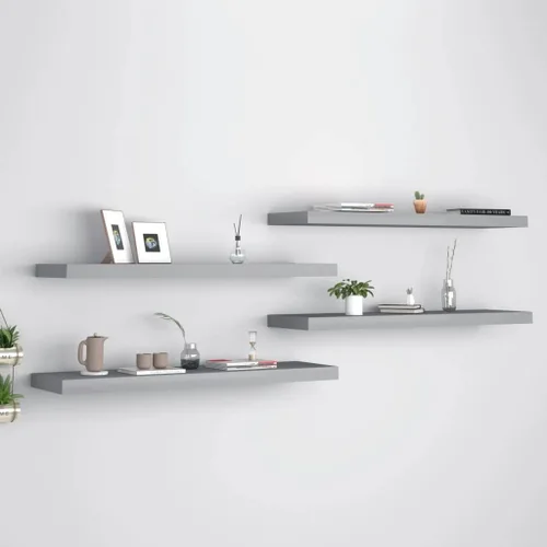 Miniatura 150 de Estantes flotantes de pared, juego de 4 estantes decorativos para montar en la pared, estante colgante con soportes invisibles para decoración