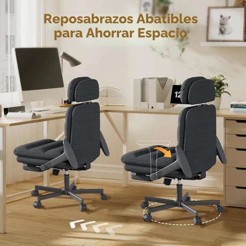 Miniatura 4 de GXJ Silla cruzada con brazos abatibles, silla de oficina ejecutiva con reposapiés, silla de oficina con patas cruzadas G800 Plus, almohada lumbar