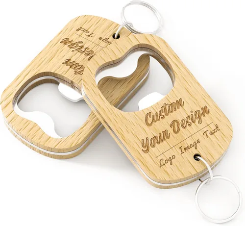 15 llaveros de madera personalizados para abrebotellas de cerveza, grabado con láser, cualquier logotipo de texto para bares, familiares, recuerdos