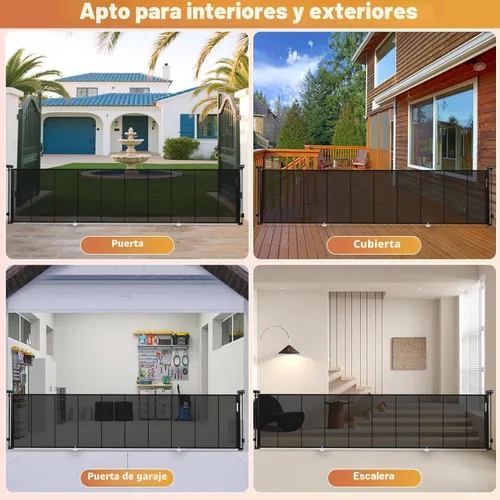 Miniatura 9 de Puertas retráctiles para bebés de 236 pulgadas, puerta para perros extra ancha, puerta de seguridad para niños y mascotas de 42 pulgadas de alto