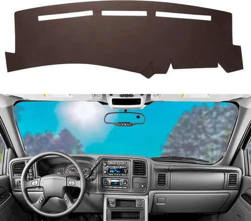 Miniatura 16 de Funda de cuero para salpicadero, protección solar compatible con Chevy Tahoe Suburban Denali Avalanche GMC Yukon/XL, Chevy Silverado Sierra 07-14