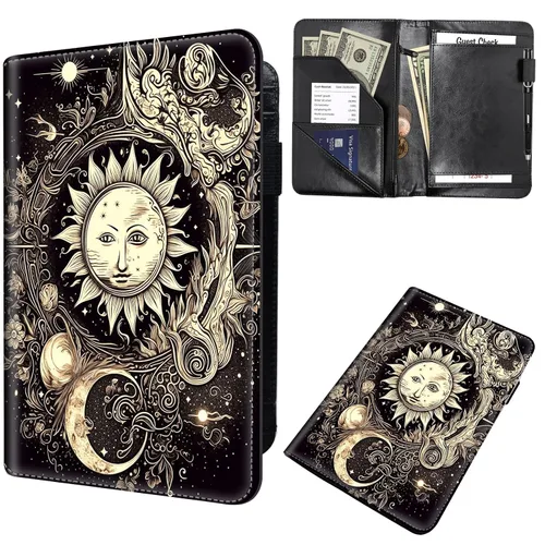 Miniatura 10 de Libros de mesero para camarera, cartera de cuero para camarero con cremallera, soporte para recibos, para camarero, camarero, accesorios