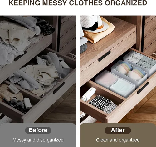 Miniatura 7 de DIMJ Organizador de cajones para ropa, paquete de 18 unidades, organizadores plegables para bebé, organizador de almacenamiento y cómoda para Blanco