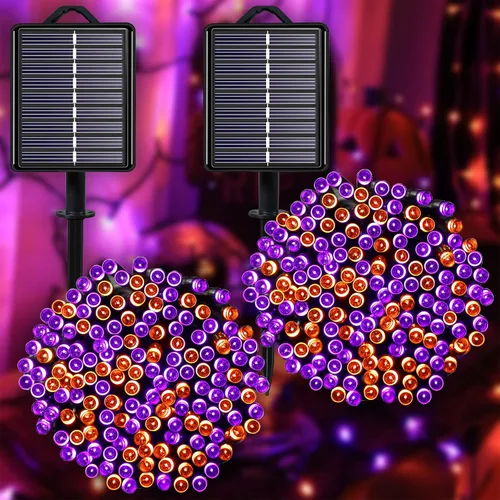 Miniatura 12 de Guirnalda de luces solares azules impermeables para exteriores, paquete de 2 unidades de 144 pies, 400 LED con 8 modos de impermeabilidad IP44