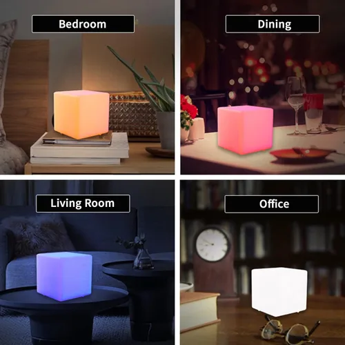 Miniatura 5 de Luz LED en cubo, luz nocturna inalámbrica de 4 pulgadas para niños, lámpara de estado de ánimo recargable con 16 colores cambiantes, cubo cósmico