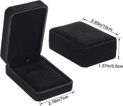 Miniatura 2 de Caja de regalo con colgante de terciopelo para collar de joyería clásica negra para Navidad, Acción de Gracias, boda, cumpleaños, caja de exhibición