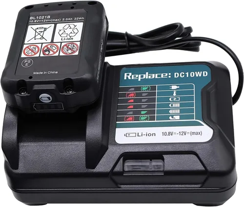 Miniatura 2 de WeideBATT® Paquete de 2 baterías BL1021B de 12 V 2000 mAh y cargador DC10WD para BL1016 BL1015 BL1020B BL1041B para Makita Tool DF031D DF0331D