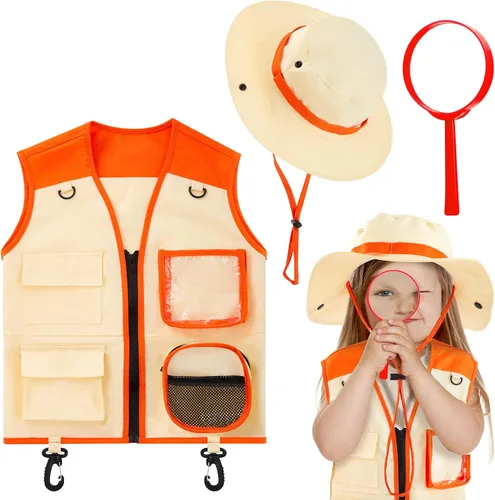 Miniatura 10 de Ramede Kids Safari Explorer Vest and Hat Explorer Costume for Fishing Adventure Camping Boy Girls Cosplay