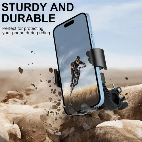 Miniatura 3 de Soporte de teléfono para motocicleta, bloqueo automático a prueba de golpes, anti-vibración, rotación de 360°, soporte de teléfono celular