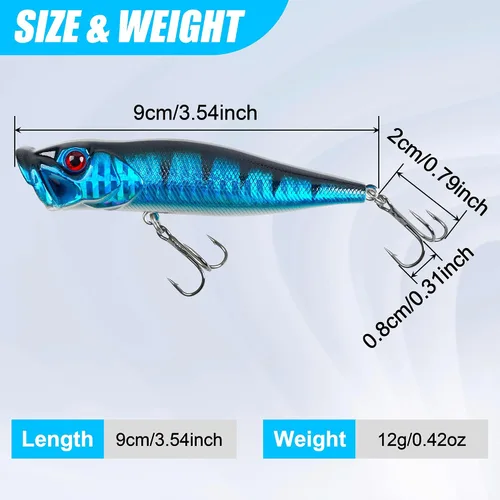 Miniatura 3 de 8PCS Fishing Lures Popper Lures Shadllow Deep Diving Swimbait Crankbait Fish Wobble Hard Fishing Baits for Bass Trout Freshwater and Saltwater Fish