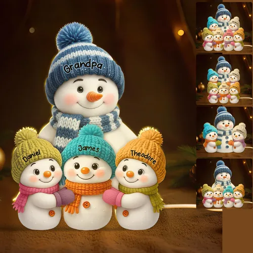 Miniatura 11 de Caja de luz navideña personalizada con el nombre de la pareja en forma de muñeco de nieve - Luz nocturna LED navideña personalizada, decoración
