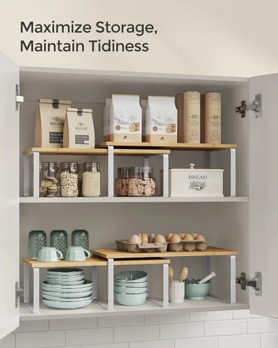 Miniatura 6 de SONGMICS Estante organizador de gabinete, juego de 4 estantes de encimera de cocina, almacenamiento de cocina, estante de especias, apilable