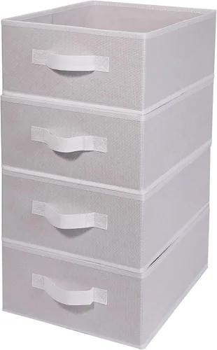 Miniatura 11 de Cajas de almacenamiento decorativas para organizar la ropa en un aparador, juego organizador de tela plegable con asas para ropa de cama, ropa