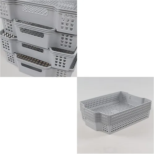 Miniatura 3 de Ramddy Paquete de 6 bandejas apilables de almacenamiento de papel A4, color gris