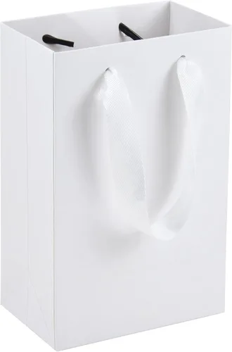 HUAPRINT Bolsas de papel blanco – Paquete de 20, 5.25 x 3.25 x 8 pulgadas, bolsas de regalo de papel para manualidades, ropa, venta al por menor,