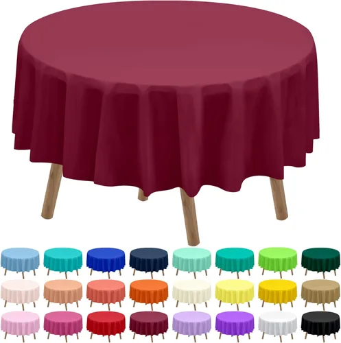 Miniatura 32 de Paquete de 2 manteles de plástico desechables de 84 pulgadas de color azul aguamarina, manteles circulares para baby shower, baby shower, PEVA, azul
