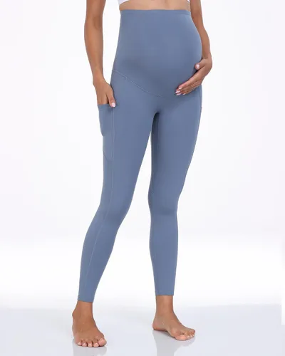 Miniatura 46 de WHOUARE Leggings de maternidad sobre el vientre con bolsillos para mujer, cintura alta, entrenamiento, pantalones de yoga